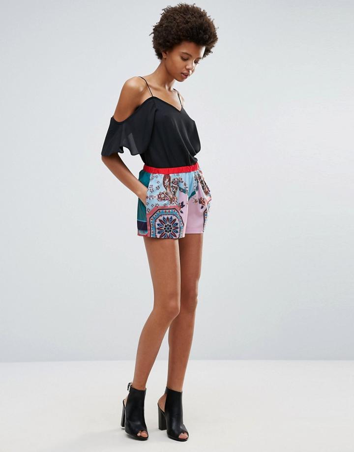 Clover Canyon Modern Paisley Crepe De Chine Shorts - Multi