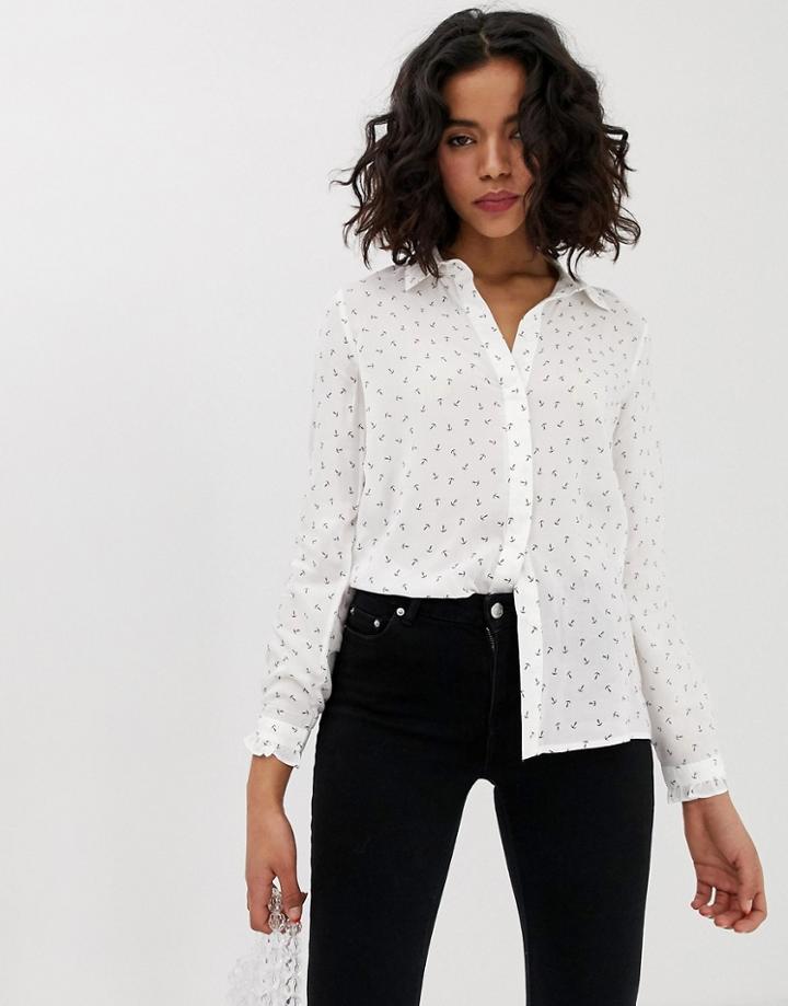 Vero Moda Anchor Print Shirt - White