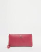 Vivienne Westwood Leather Zip Top Purse In Pink - Fuchsia