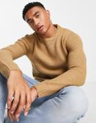 Jack & Jones Crew Neck Sweater In Light Brown