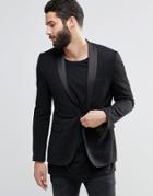 Asos Super Skinny Blazer In Glitter Fabric - Black
