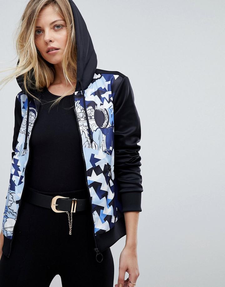 Versace Jeans Tracksuit Hoodie With Geometric Print - Black