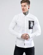 Religion Skinny Smart Shirt With Patch - White