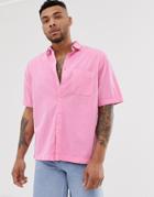 Asos Design Oversized Pink Textured Shirt - Pink