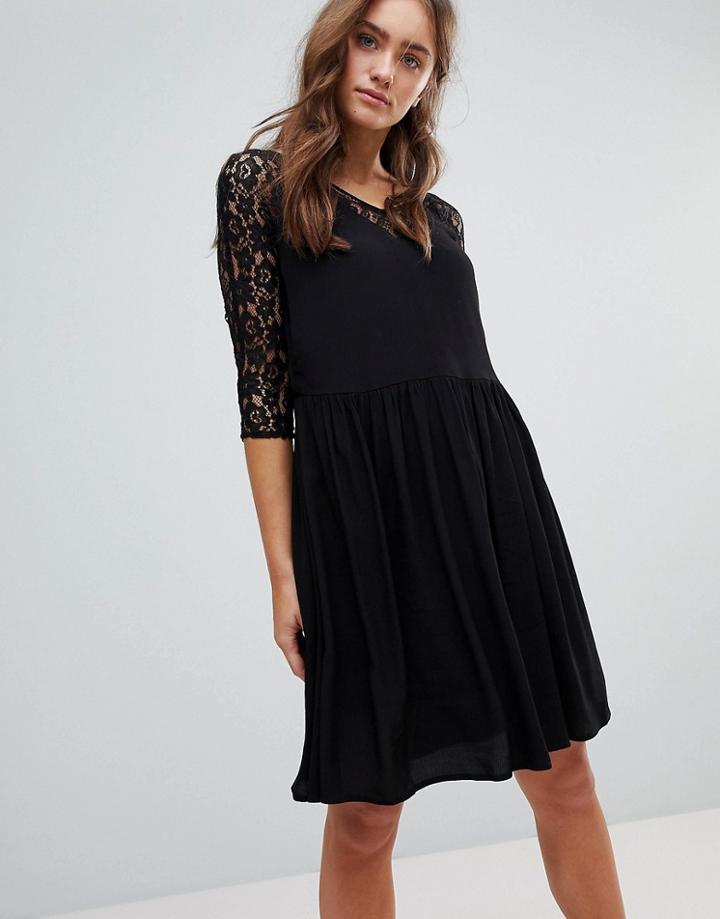 Pepe Jeans Lace A-line Midi Dress - Black