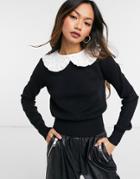 River Island Collar Sweater In Black