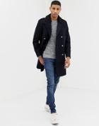 Burton Menswear Military Coat In Navy - Navy