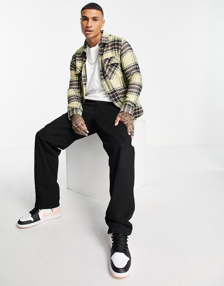 Le Breve Twin Pocket Plaid Shirt In Off White