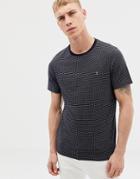 Farah Brundon Grid Check Print T-shirt In Navy