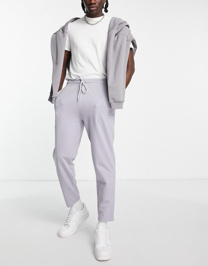Asos Design Tapered Pique Sweatpants In Dusty Purple