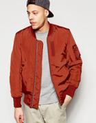Asos Bomber Jacket With Ma1 Pocket In Rust - Rust