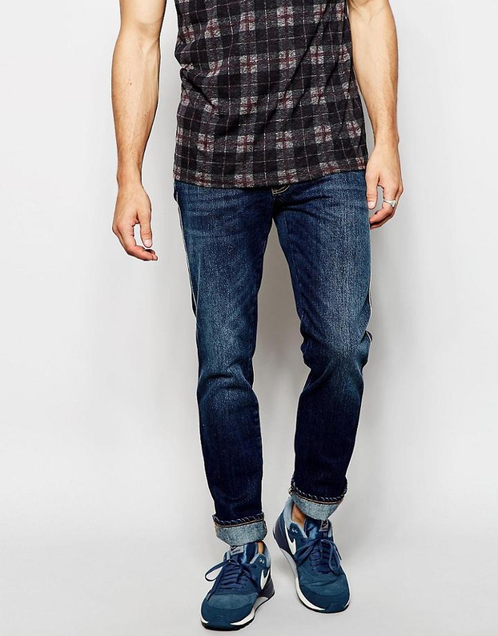 Nudie Jeans Slim Jim Straight Fit Orange Embo Dark Wash - Blue