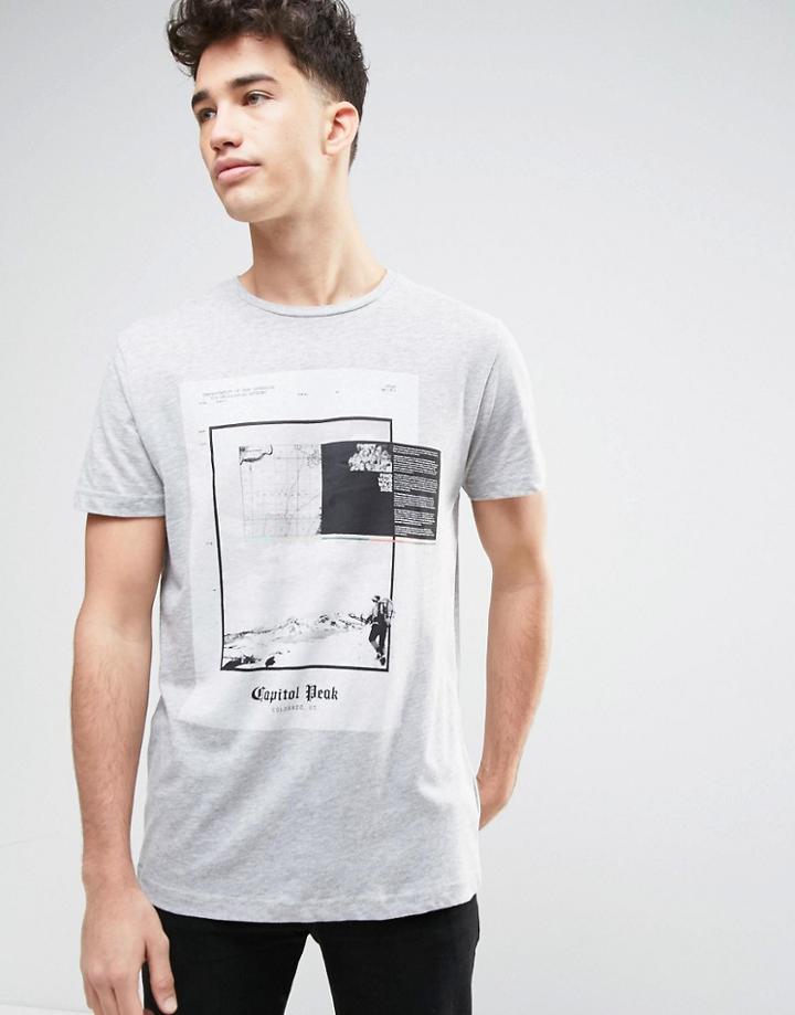 Pull & Bear T-shirt With Capitol Print In Gray - Gray
