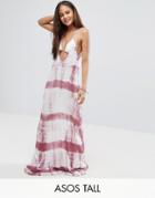 Asos Tall Maxi Beach Dress In Tie Dye Print - Multi