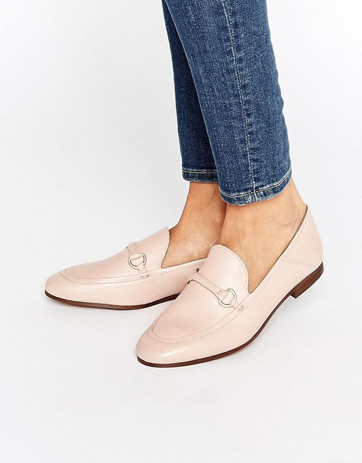 Hudson London Arianna Blush Leather Loafers - Pink