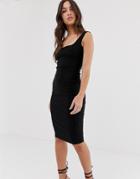 Vesper Square Neck Pencil Dress In Black