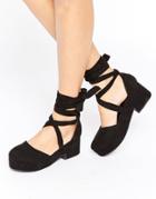 Asos Oblivian Chunky Lace Up Shoes - Black
