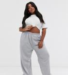 Daisy Street Plus Cuffed Sweatpants With Embroidered Usa Patch-gray