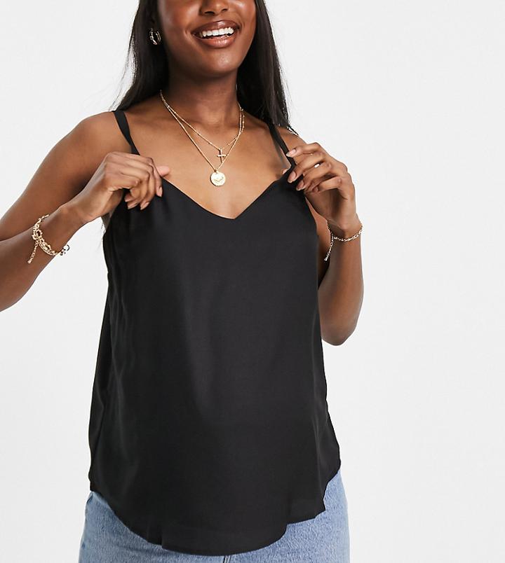 Asos Design Maternity Double Layer V Neck Cami In Black