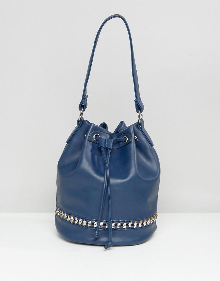 Yoki Chain Detail Shoulder Bag - Blue