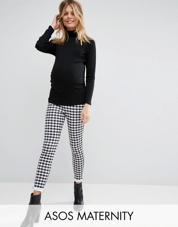 Asos Maternity Gingham Scuba Skinny Pant - Multi