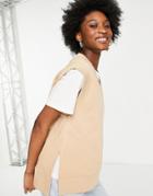 Selected Femme Organic Cotton Sweat Vest In Beige-neutral