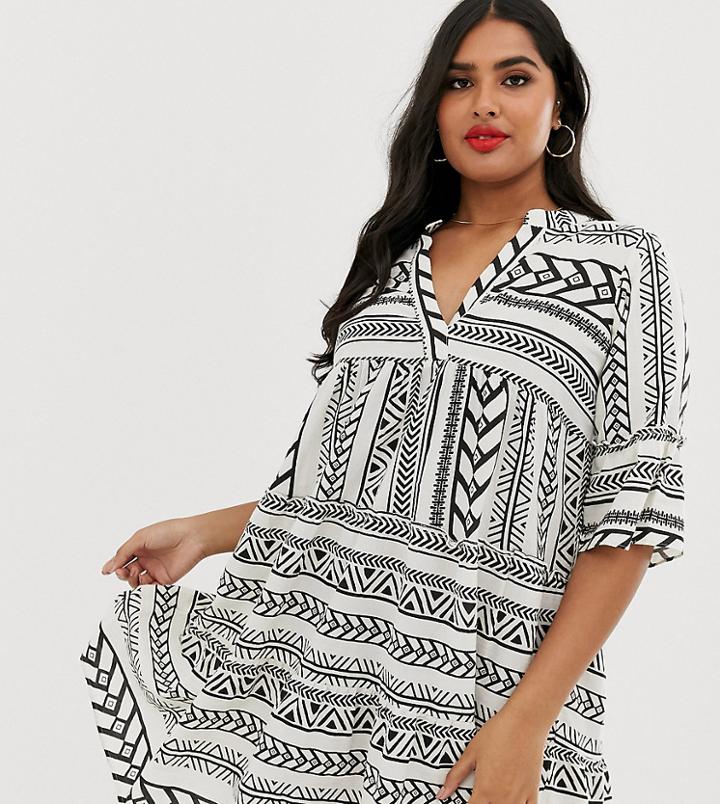 Vero Moda Curve Smock Mini Dress In Bold Print-multi