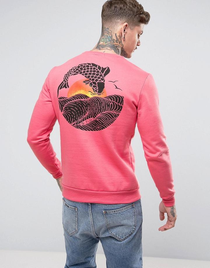 Friend Or Faux Brooks Back Print Sweater - Orange