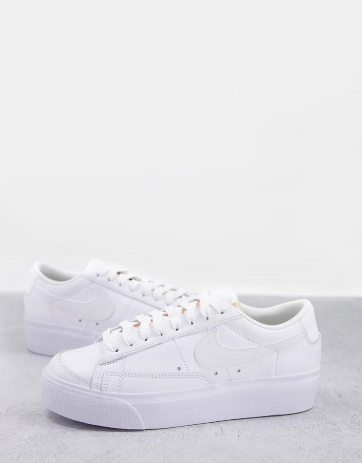 Nike Blazer Low Platform Sneakers In Triple White