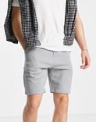 Asos Design Slim Shorts In Grey Marl-gray