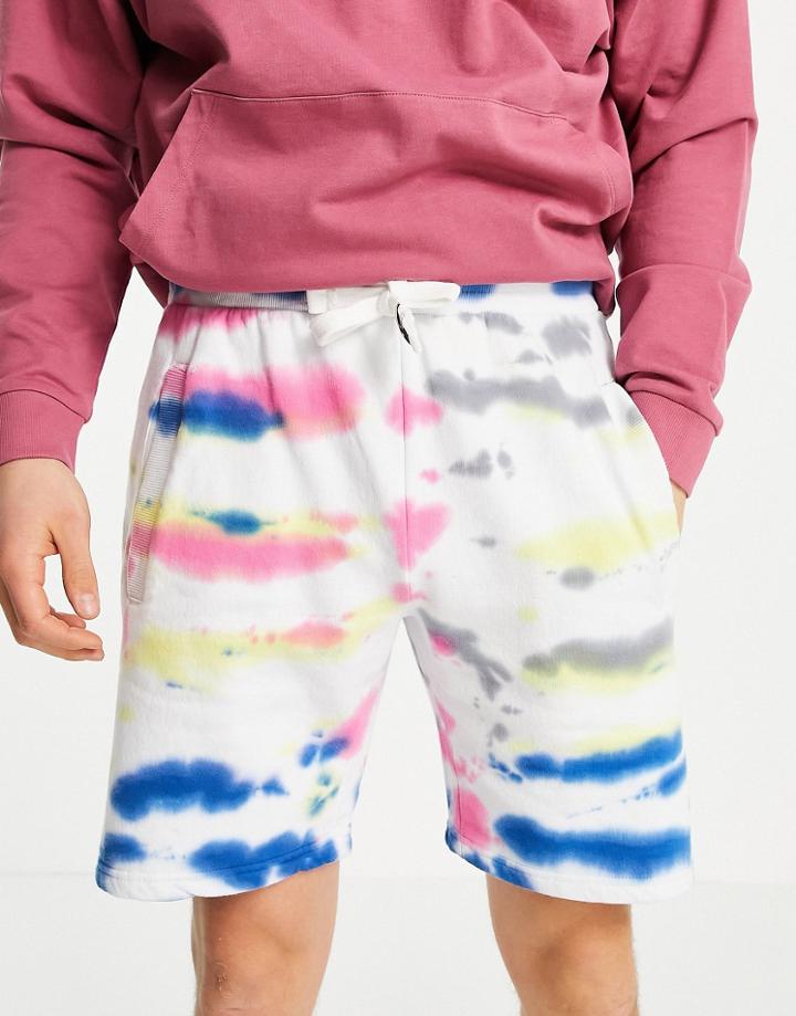 Threadbare Mix & Match Tie Dye Jersey Shorts In Rainbow-multi