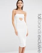 Missguided Tall Exclusive Cut Out Bandeau Midi Dress - White