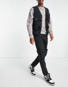 Night Addict Tapered Elasticated Utility Pants With Cuff Adjusters In Black - Part Of A Set
