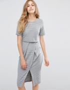 Asos Double Layer Wiggle Dress In Stripe - Multi