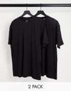 Only & Sons 2 Pack Relaxed T-shirt In Black