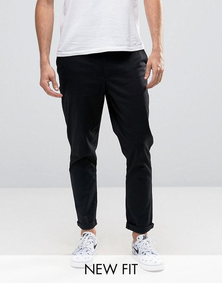 Asos Tapered Chinos In Black - Black