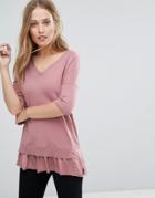 Warehouse Frill Hem Sweater - Pink