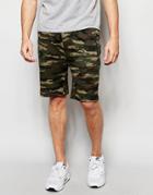 Asos Slim Shorts In Jersey With Camo Print - Khaki