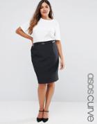 Asos Curve Belted Pencil Skirt - Black