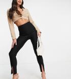 Vesper Tall Fitted Pants With Tie Waist And Slit Front In Black - Part Of A Set