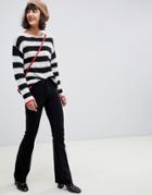 Pieces Fitted Flare Pants - Black