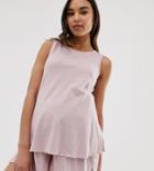 Asos Design Maternity Mix & Match Marl Pyjama Jersey Tank-pink