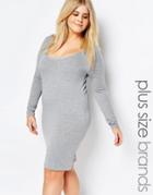 Missguided Plus Long Sleeve Bodycon Dress - Gray