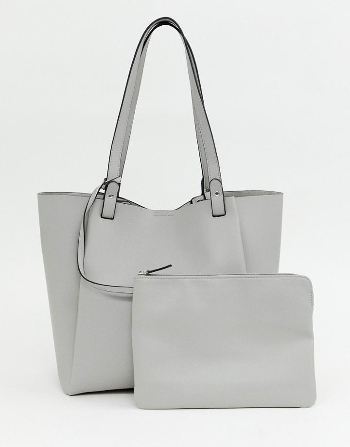 Asos Design Bonded Shopper Bag With Removable Tablet Case-gold