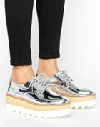 Pull & Bear Metallic Flatform Shoe - Pink