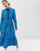 Only Bright Animal Print Maxi Shirt Dress-multi