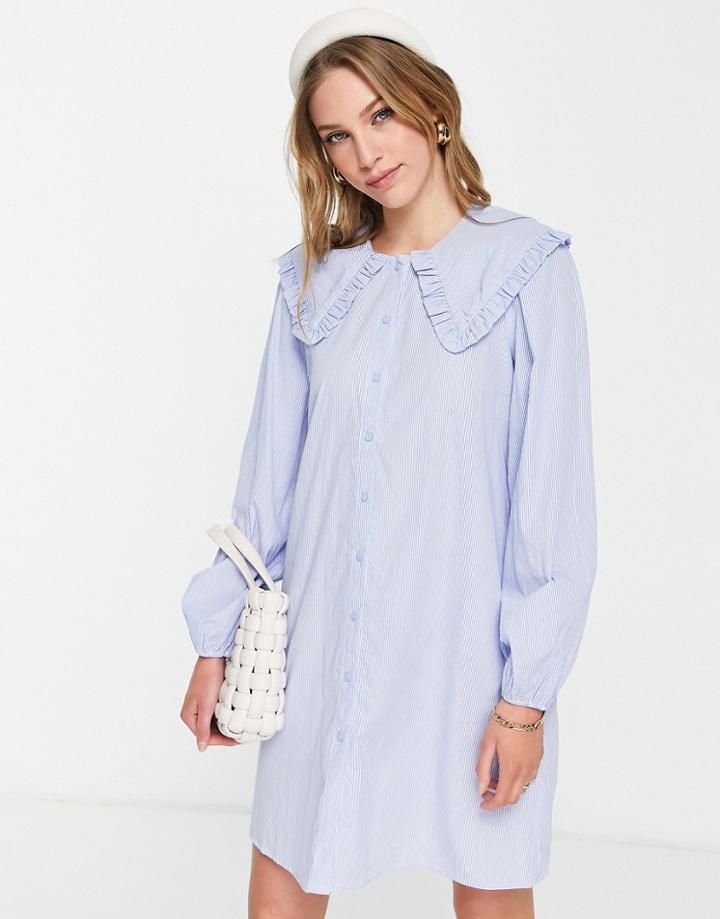 Vero Moda Mini Smock Dress With Collar In Blue