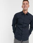 Selected Homme Slim Fit Dotted Print Shirt - Navy