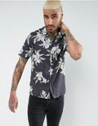 Allsaints Short Sleeve Shirt In Floral Print - Black