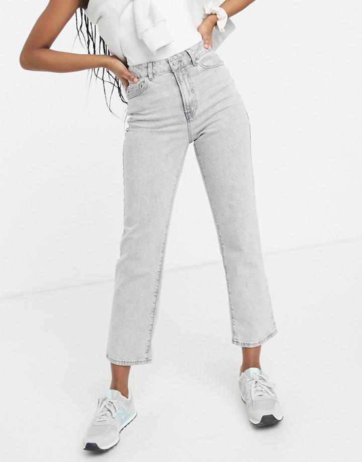 New Look Straight Leg Jeans In Pale Gray-grey